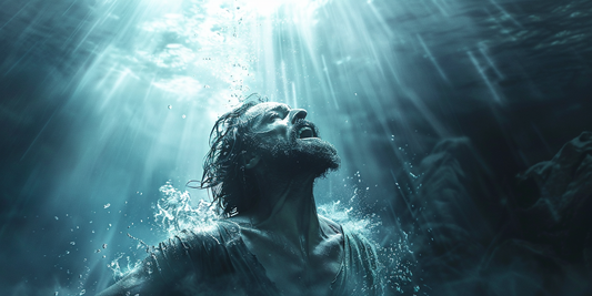 Jonah drowning in the sea